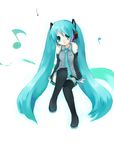  aqua_eyes aqua_hair detached_sleeves hatsune_miku long_hair sakaki_chihiro solo thighhighs twintails very_long_hair vocaloid 