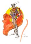  90s amano_yoshitaka cape final_fantasy final_fantasy_ii frioniel highres male_focus official_art solo sword weapon white_background 