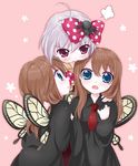  blue_eyes bow bug chibi duplicate multiple_girls namori original spider tears white_hair wings 