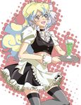  alternate_costume cloud_hair enmaided long_hair maid midriff nia_teppelin shion_souta solo tengen_toppa_gurren_lagann thighhighs 