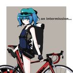  bag bicycle blue_hair ground_vehicle hat kawashiro_nitori one-piece_swimsuit road_bicycle school_swimsuit short_hair solo swimsuit tama_(speedgrapher) touhou two_side_up 