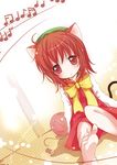  :o animal_ears barefoot beamed_sixteenth_notes cat_ears catbell chen dutch_angle eighth_note feet musical_note quarter_note sitting solo touhou yarn yarn_ball 