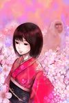  artist_request black_eyes cherry_blossoms copyright_request japanese_clothes kimono monkey non-web_source red_hair short_hair solo 