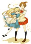  alice_(wonderland) alice_(wonderland)_(cosplay) alice_in_wonderland apron cosplay crossdressing dress hairband hanamura_yousuke kuma_(persona_4) legs lingerie mary_janes multiple_boys otoko_no_ko persona persona_4 petticoat shoes skirt socks underwear yoshi_92 