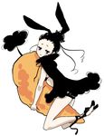  animal_ears bad_id bad_pixiv_id ballet_slippers black_hair bunny_ears cape carrot copyright_request purple_eyes shoe_ribbon solo yoshi_92 