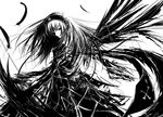  black_wings greyscale high_contrast highres iori_yakatabako monochrome non-web_source rozen_maiden solo suigintou wallpaper wings 