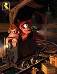  diddy_kong donkey_kong donkey_kong_country krash minecart nintendo official_art rareware 