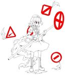  kawashiro_mitori monochrome nibi original simple_background solo touhou white_background 