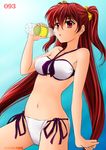  bikini bottle heroine_dream heroine_dream_2 long_hair misaki_shizuka red_eyes red_hair solo swimsuit taako twintails two_side_up 