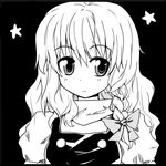  greyscale kirisame_marisa long_hair monochrome nibi solo star touhou 