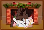  chimangetsu cutie_mark equine eyes_closed female feral fire friendship_is_magic hearth holidays horn lagneia mammal my_little_pony olivia_the_pegasus pegasus signature tailfro unicorn wings 