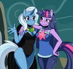  amulet anthro anthrofied blue_hair cloak clothing duo equine female friendship_is_magic hair horn horse leotard mammal my_little_pony necklace pony purple_eyes purple_hair shaded smile sssonic2 trixie_(mlp) twilight_sparkle_(mlp) two_tone_hair unicorn 