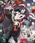  6+girls :d antlers armor bad_id bad_pixiv_id black_hair box cape character_request christmas flat_chest gift gift_box gourd hat horse horseback_riding japanese_clothes katana kiseru lena_(zoal) long_hair mole multiple_girls navel official_art open_mouth panties pipe polearm ponytail red_eyes riding santa_costume santa_hat sarashi sengoku_saga sidelocks smile snow spear sword underwear weapon 