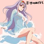  breasts clearite idolmaster idolmaster_(classic) large_breasts long_hair nipples purple_hair red_eyes see-through shijou_takane simple_background solo translated very_long_hair 