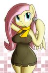  anthro anthrofied big_breasts blue_eyes breasts clothing cutie_mark dress equine female fluttershy_(mlp) friendship_is_magic hair horse long_hair looking_at_viewer mammal microphone my_little_pony navel nipples pegasus pink_hair pussy scarf smile solo tg-0 translucent transparent_clothing wide_hips wings 