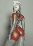  3d ass bad_id bad_pixiv_id bodysuit contrapposto cowboy_shot grey_background levi_(heroineism) photorealistic simple_background solo standing ultra_mother ultra_series yellow_eyes 