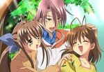  antenna_hair brown_eyes brown_hair clannad family furukawa_akio furukawa_nagisa furukawa_sanae long_hair ponytail shiguko short_hair 