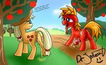  apple applejack_(mlp) balls clouds cutie_mark duo equine female friendship_is_magic fruit horse horsecock male my_little_pony penis pony pussy sky text tree urine 