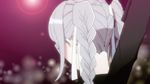  animated animated_gif danganronpa glasses long_hair pekoyama_peko red_eyes school_uniform serafuku silver_hair solo super_danganronpa_2 umemiyachu weapon white_hair 