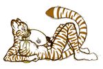  anthro barbs black_penis erection feline lying male mammal nude on_back peeing penis plain_background soft_watersports solo stripes tiger urine viol watersports white_background 