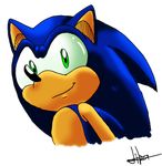  anthro bigger_version_at_the_source blue_hair green_eyes hair hedgehog looking_at_viewer male mammal sega smile sonic_(series) sonic_the_hedgehog 