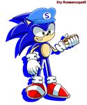  blue_hair chili_dog green_eyes hair hat hedgehog male mammal mario_bros nintendo rowseroopa45 sega sonic_(series) sonic_the_hedgehog super_mario_bros. video_games 