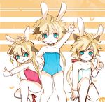  3boys animal_ears aqua_eyes bad_id blush_stickers bunny_boy bunny_ears bunny_girl bunnysuit cbow chung chung_seiker crossdressing elsword male male_focus multiple_boys multiple_persona trap 