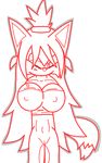  big big_breasts blush bottomless breasts canine clothed clothing feline female flashy fox half-dressed invalid_color mammal monochrome nude orange_and_white pussy sarah solo 