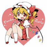 ascot blonde_hair character_name clown_222 fang flandre_scarlet hat heart long_hair open_mouth red_eyes side_ponytail solo touhou wings 