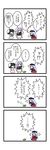  3girls 4koma animal_ears black_hair bunny_ears comic crying dora_ita flying_sweatdrops hat highres inaba_tewi lavender_hair long_hair multiple_girls nurse_cap reisen_udongein_inaba short_hair sweatdrop tissue tissue_box touhou translated yagokoro_eirin 