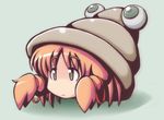  blonde_hair chibi chigaunsuyo claws expressionless eyes fusion grey_eyes hermit_crab moriya_suwako no_humans pyonta revision ribbon shell simple_background solo touhou 