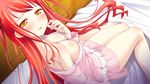 1girl bed blush breasts game_cg hinomiya_ayari ko~cha long_hair red_hair wallpaper witch&#039;s_garden witch's_garden yellow_eyes 