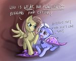 bully duo english_text equine eye_contact female feral fluttershy_(mlp) flying friendship_is_magic grin hat horn horse mammal my_little_pony pegasus pony sad scared stomping tears text trixie_(mlp) unicorn wings wizard_hat 
