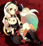  :o axe bad_id bad_pixiv_id blonde_hair doll elbow_gloves gloves gothic_lolita kneehighs lolita_fashion long_hair looking_at_viewer mayu_(vocaloid) piano_print red_background sawou_ginga shoes solo stuffed_animal stuffed_bunny stuffed_toy usano_mimi vocaloid weapon 