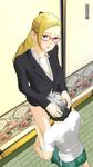  blonde_hair cunnilingus glasses illusion kyouko suit takano wakeari! 
