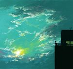  balcony beamed_eighth_notes cloud eighth_note house lonely lowres madotsuki musical_note ngnl quarter_note scenery silhouette sitting sky solo spoken_musical_note sun sunrise yume_nikki 