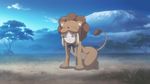  1girl africa animated animated_gif blonde_hair carnival_phantasm cosplay crossdressing fate/stay_night fate_(series) lion mount_kilimanjaro reverse_trap roaring saber saber_lion savannah sky tree 