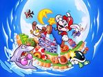  animal_ears battle_beetle bunny_ears island jaw lowres mario mario_(series) moon nintendo official_art qvga star super_mario_bros. super_mario_land_2 