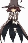  blush breasts brown_eyes cowl gloves hat highres houshin_engi invisible kinkouseiba large_breasts purple_hair revision short_hair solo tokyo_(great_akuta) witch_hat 