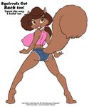  anthro big_breasts breasts brown_eyes brown_hair buckteeth butt camel_toe clothed clothing doug_winger english_text female hair long_hair looking_at_viewer mammal nipple_bulge ponytail raised_tail rodent shirt short_pants shorts solo squirrel tank_top text 