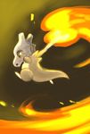  bone cubone feral fire green_eyes in_air jumping nintendo pok&#233;mon pok&eacute;mon roozu skull skull_mask suspended_in_midair video_games 