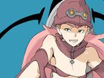  bikini_top cross cynthia_lane flat_chest green_eyes hat overman_king_gainer pink_hair solo twintails 