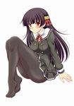  bell black_hair blush hair_bell hair_ornament himenokouji_akiko imaizumi_atsushi long_hair onii-chan_dakedo_ai_sae_areba_kankeinai_yo_ne red_eyes solo thighhighs 