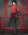  ada_wong ass boots bow_(weapon) crossbow from_behind highres looking_back madarame resident_evil resident_evil_6 short_hair solo weapon 