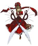  arm_ribbon bad_id bad_pixiv_id bow closed_eyes dress frills front_ponytail green_hair hair_bow hair_ornament hair_ribbon hands_together kagiyama_hina long_hair own_hands_together red_dress ribbon sakanahen scissors short_sleeves simple_background smile solo touhou white_background 