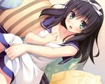  black_hair blush cube green_eyes kanekiyo_miwa kurano-kunchi_no_futago_jijou kurano_yae seifuku wet 