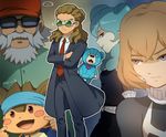  5boys bad_id bad_pixiv_id beard beta_(inazuma_eleven) blush_stickers brown_eyes einamu endou_daisuke facial_hair goggles hat inazuma_eleven_(series) inazuma_eleven_go inazuma_eleven_go_chrono_stone kidou_yuuto mizuhara_aki multiple_boys necktie nishizono_shinsuke no_pupils open_mouth protocol_omega purple_eyes sunglasses tongue wonderbat 