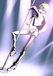  bad_id bad_pixiv_id blonde_hair breasts green_eyes hoshii_miki idolmaster idolmaster_(classic) long_hair medium_breasts pantyhose pole pole_dancing solo stripper_pole tkhs 