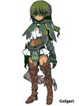  capelet character_name claws dark_skin elf green_hair image_sample loincloth magic:_the_gathering md5_mismatch midriff monster_girl multicolored multicolored_eyes oshiruko_(tsume) personification pixiv_sample pleated_skirt pointy_ears short_ponytail skirt solo tail 