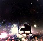  bad_id bad_pixiv_id evangelion:_3.0_you_can_(not)_redo grand_piano harada_miyuki ikari_shinji instrument male_focus neon_genesis_evangelion piano rebuild_of_evangelion sky solo standing star star_(sky) starry_sky 